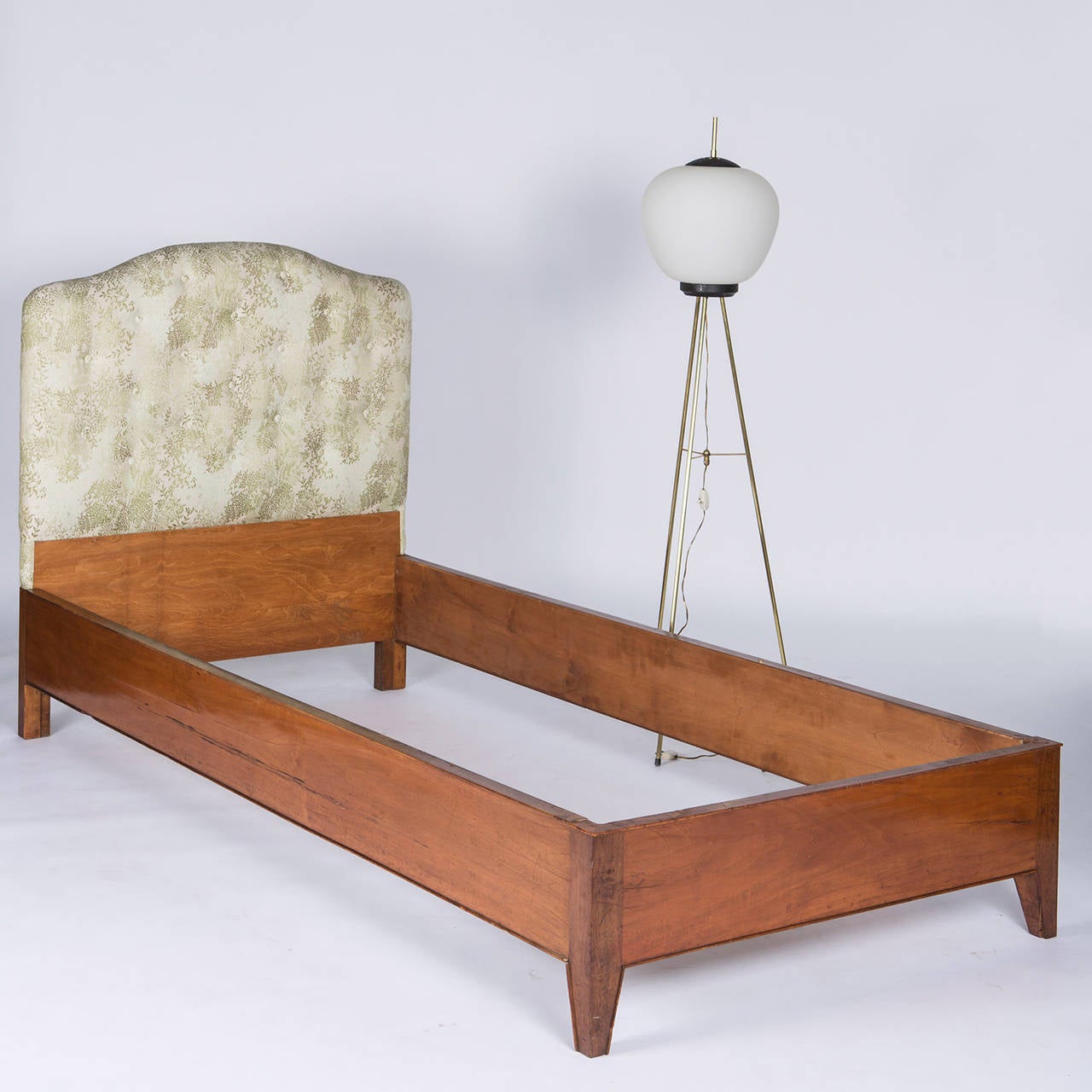 Fabric Set of Two Wood Single Beds by Gio Ponti, Italy, 1940s For Sale