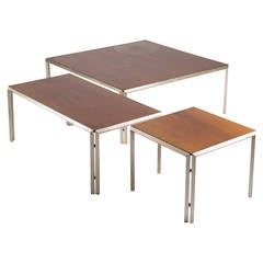 Set of Three Silver Plated Low Tables by Lino Sabattini 12