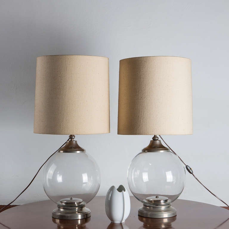 Set of Two Crystal Table Lamps, Italy, 1970s For Sale 1