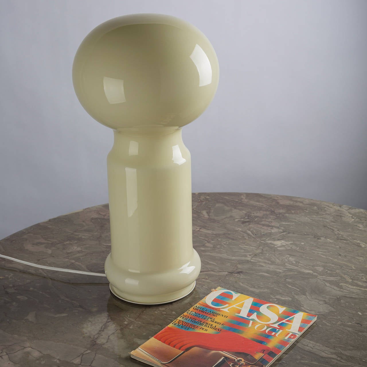 Imposing Pale Yellow Murano Glass Table Lamps by Vistosi, Italy, 1960s For Sale 3