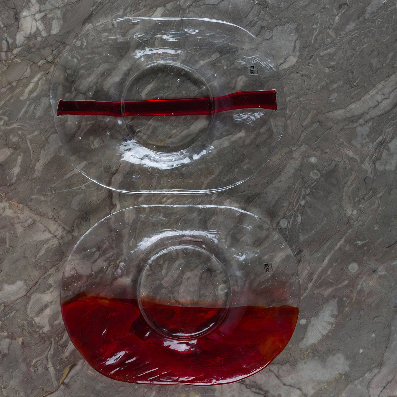Verre de Murano Ensemble de deux centres de table en verre de Murano par Fratelli Toso, Italie, 1970 en vente