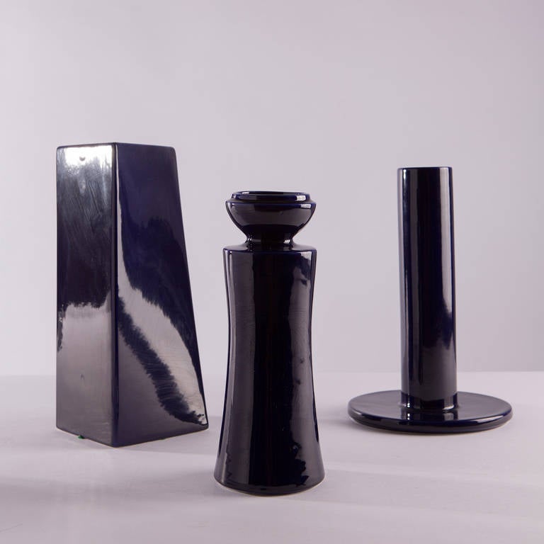 Set of three decorative ceramic centerpieces by Parravicini. The size refers to tallest piece.