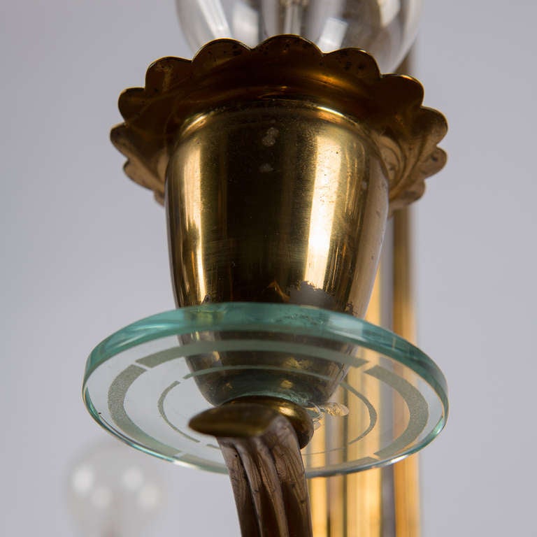 Rare Brass Chandelier Attributed to Pietro Chiesa for Fontana Arte, Italy, 1940s For Sale 4