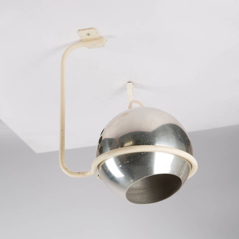 Rare set of two ceiling lamps model 232G by Gino Sarfatti for Arteluce.
White lacquered frame and aluminum shade.
