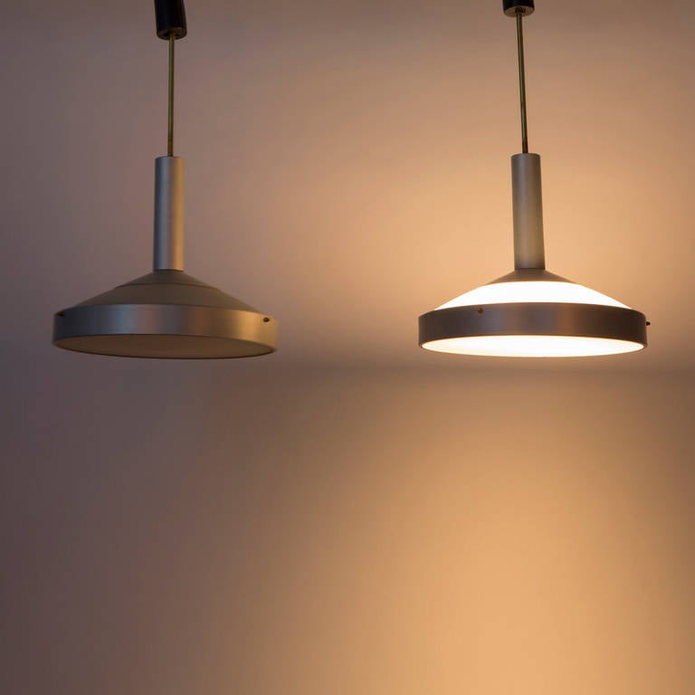 Mid-20th Century Pair of Two Pendant Lamps by Stilux