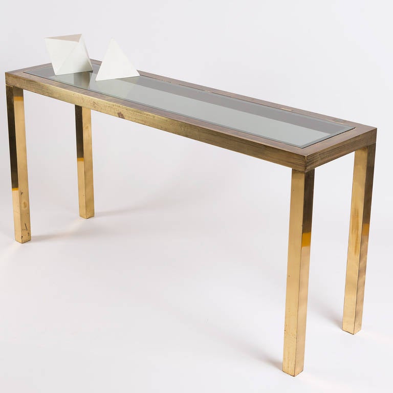 Unique Console Table with Brass and Glass details by Nanda Vigo, Italy, 1960s For Sale 3