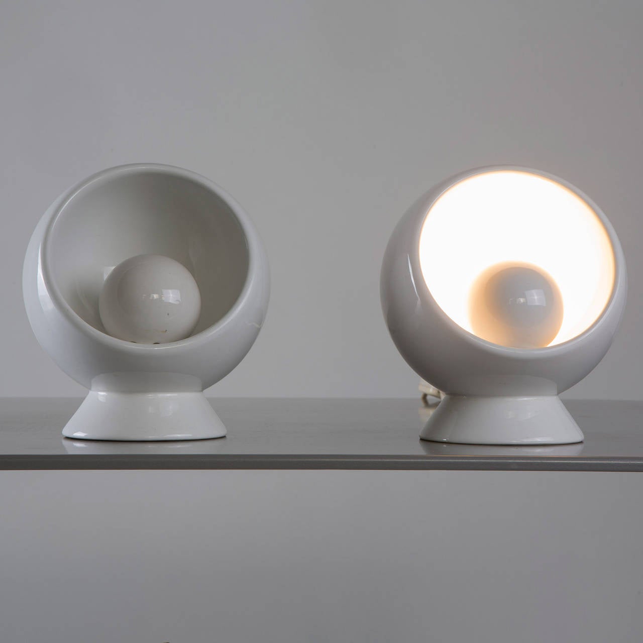 Italian Rare Set of Two Ceramic Table Lamps