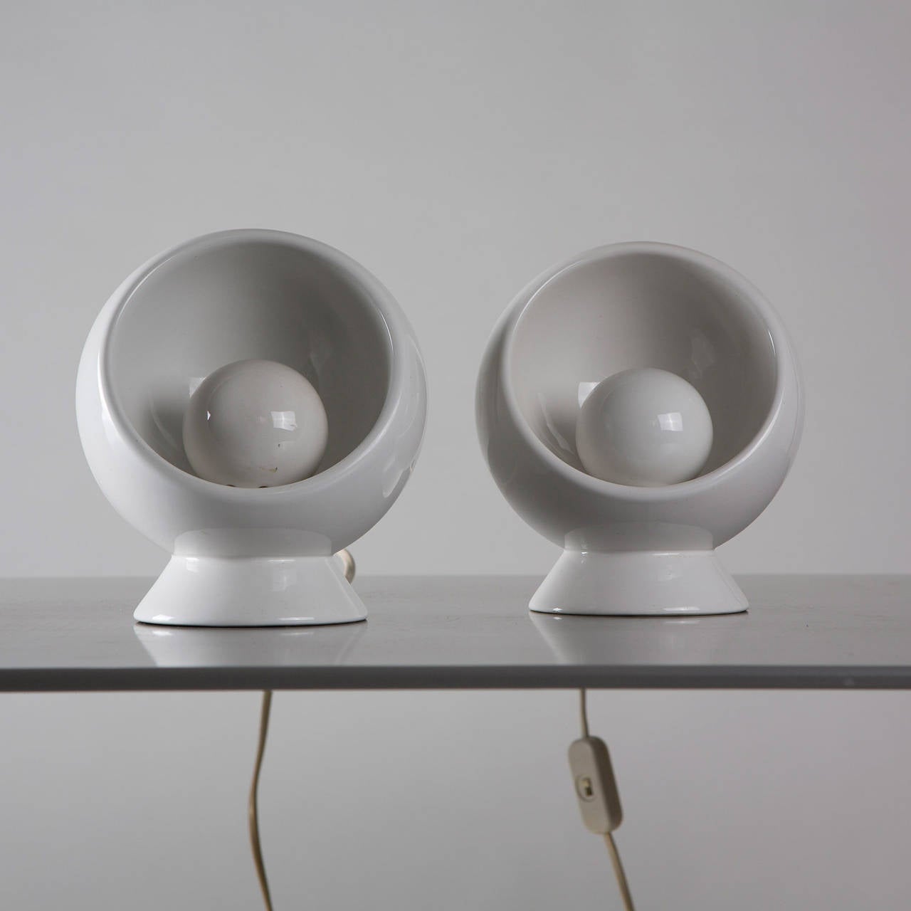 Rare Set of Two Ceramic Table Lamps In Good Condition In Milan, IT