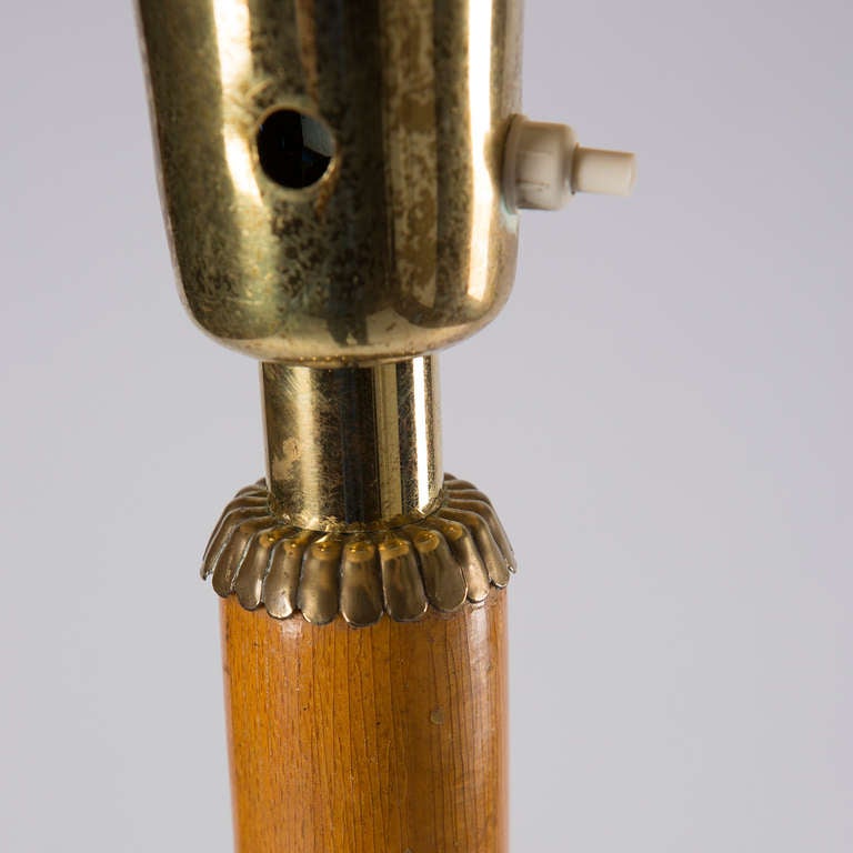 Italian Brass and Wood Floor Lamp 1