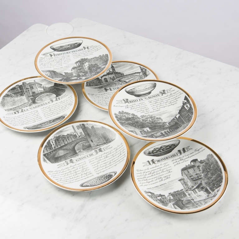 Set of Six Fornasetti Dinner Plates For Sale at 1stdibs