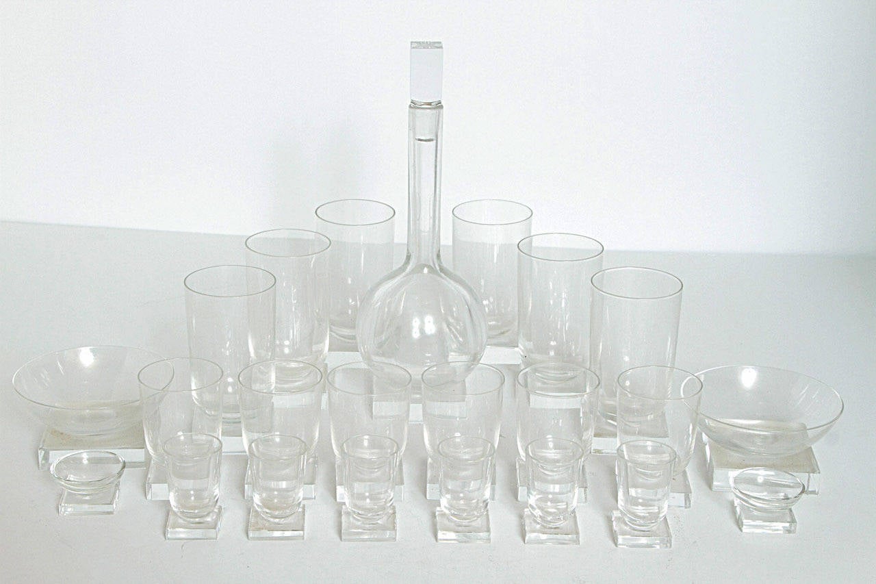 Collection Libbey Knickerbocker 3400 Line Glassware by Edwin Fuerst, circa 1939 In Good Condition In Dallas, TX
