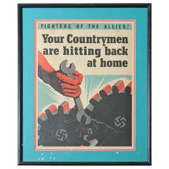 Bold Machine Age WW II British War Propaganda Litho Poster 5