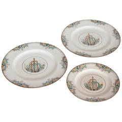 Trio 1925 Les Fountains Early Art Deco Paris Exhibition Plates 8