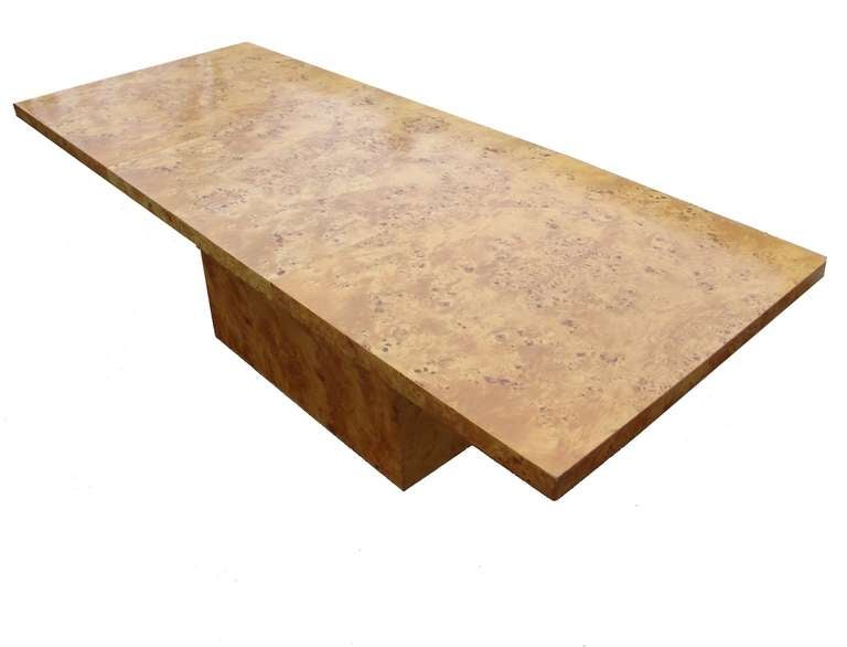 Broussin Table de salle à manger en bois de broussin Milo Baughman, mi-siècle moderne