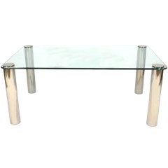 Mid-Century Modern Pace Collection Glass & Chrome Dining Table
