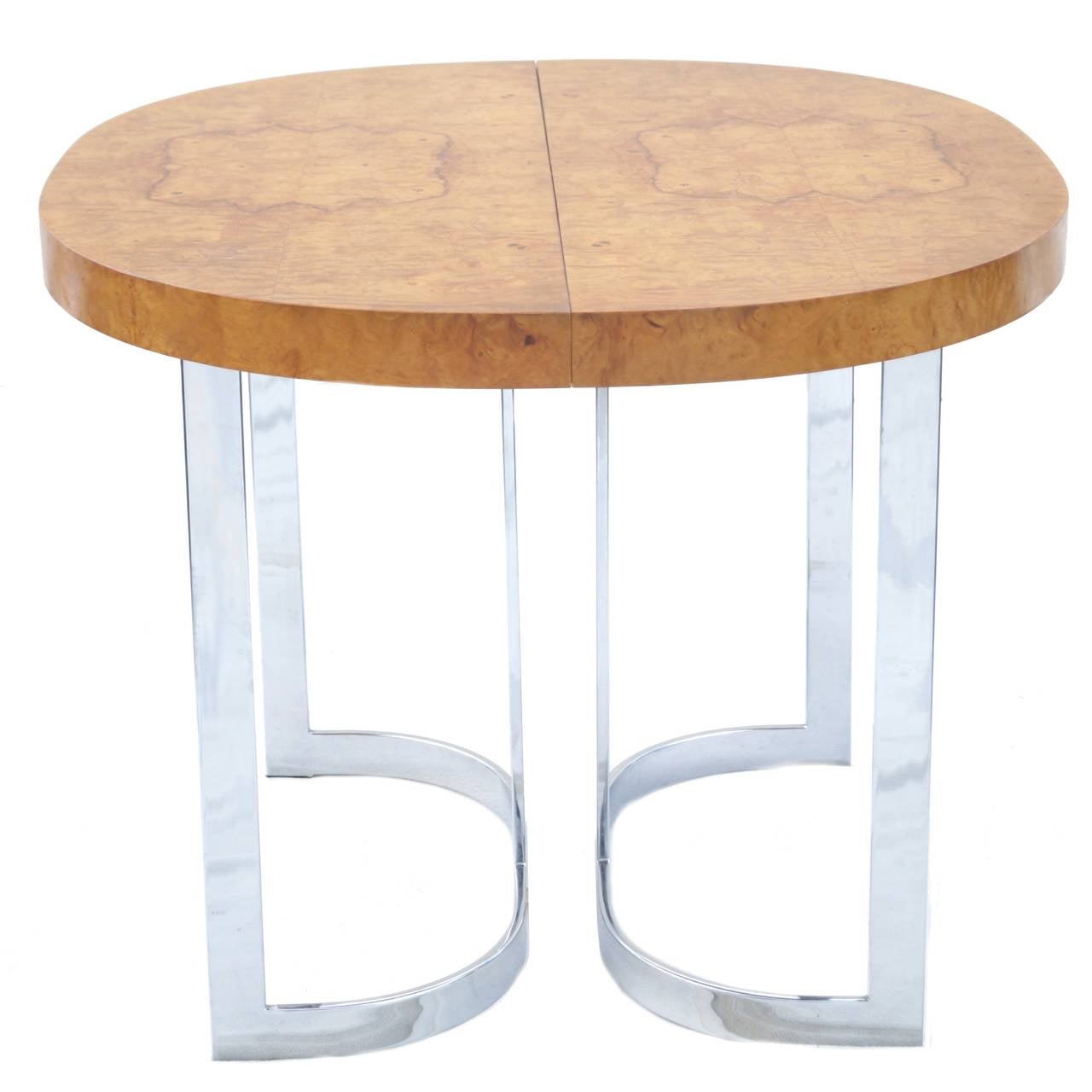 Unusual burl wood chrome dining table for small spaces two leaves. At just 36.25