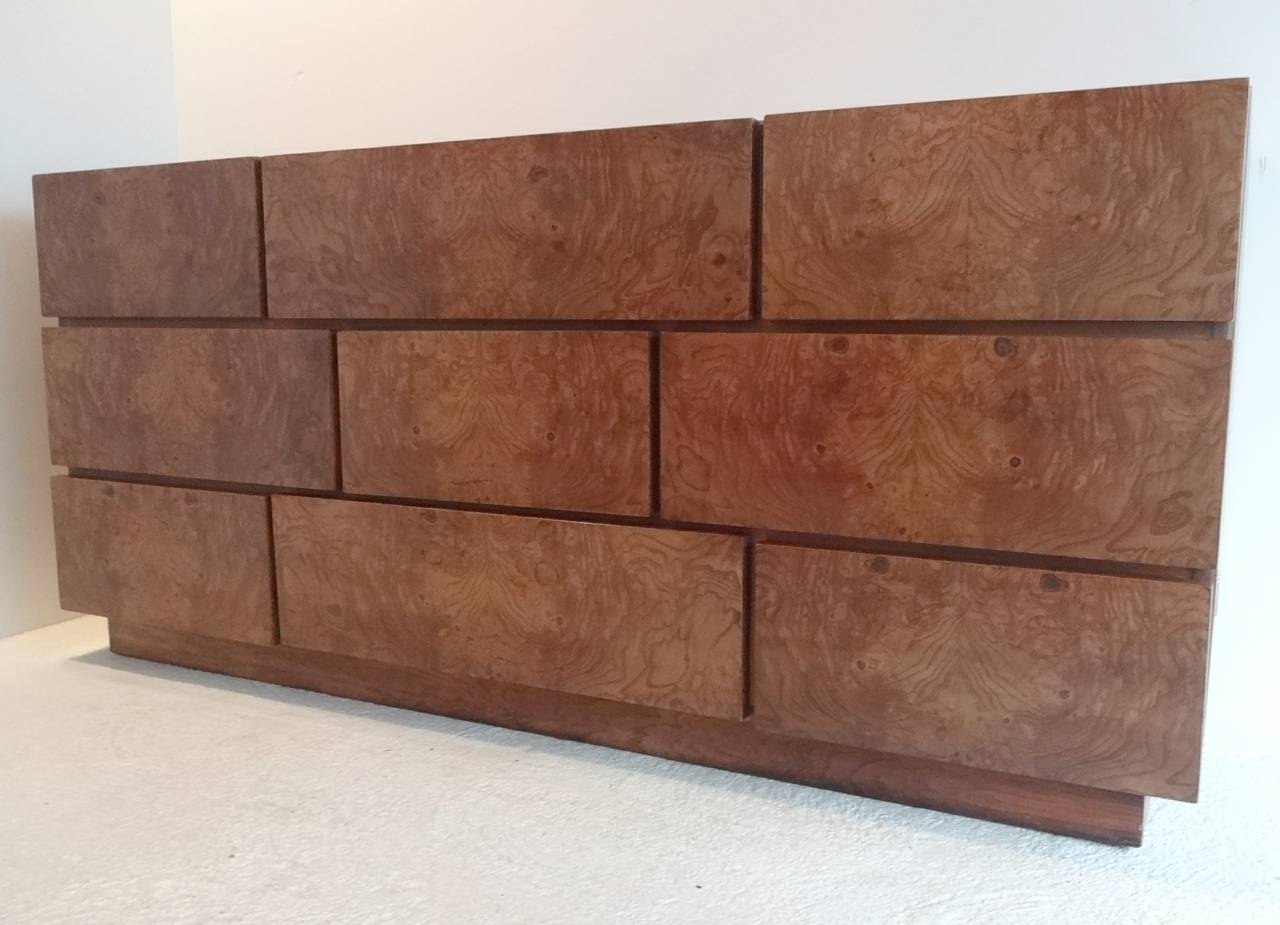 Mid-Century Modern Lane Burl Wood Dresser Chest