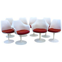 Early Set of Eight Eero Saarinen for Knoll Tulip Dining Chairs, 1960s