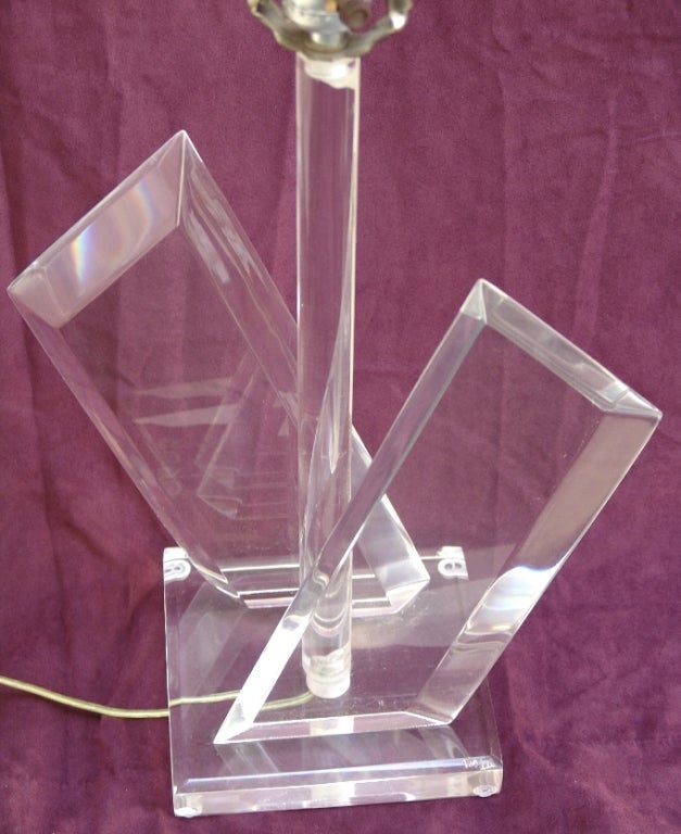 American Pair of Van Teal Lucite Mid-Century Modern Hollywood Table Lamps
