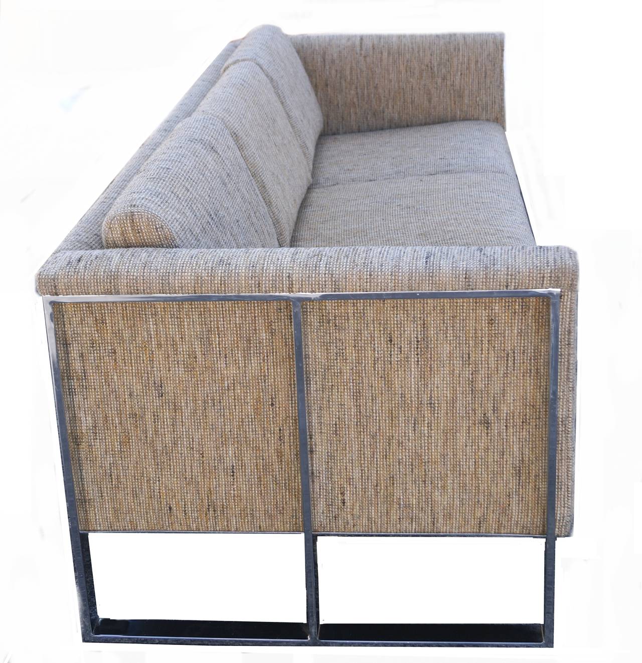 Mid-Century Modern Chrome Sofa in the Manner of Milo Baughman 2