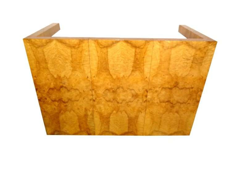 Mid-Century Modern Milo Baughman Game card expanding burlwood dining table burl wood