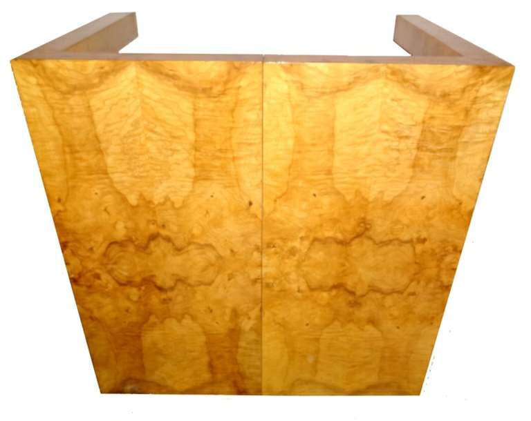 American Milo Baughman Game card expanding burlwood dining table burl wood