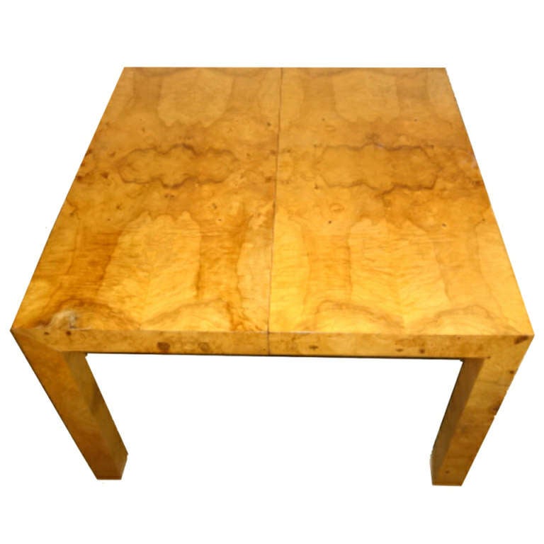 Late 20th Century Milo Baughman Game card expanding burlwood dining table burl wood