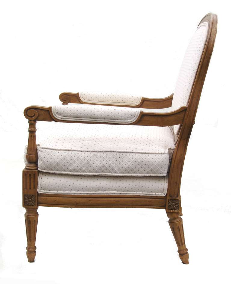Country Pair of French Side Armchairs with Rosettes