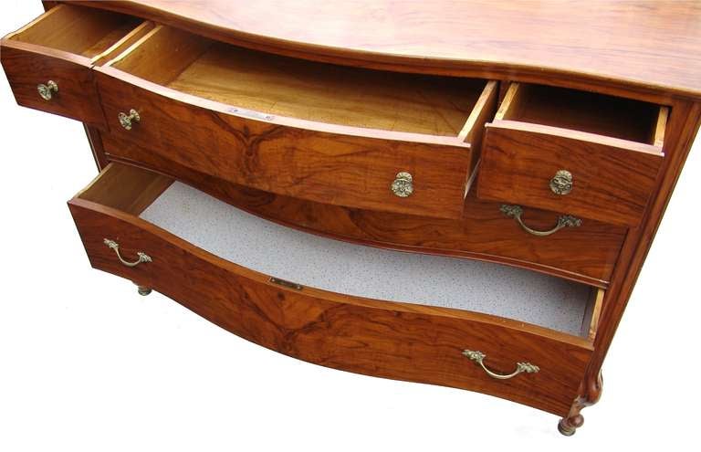 Mid-20th Century French Burl Wood Burlwood Chest of Drawers Dresser
