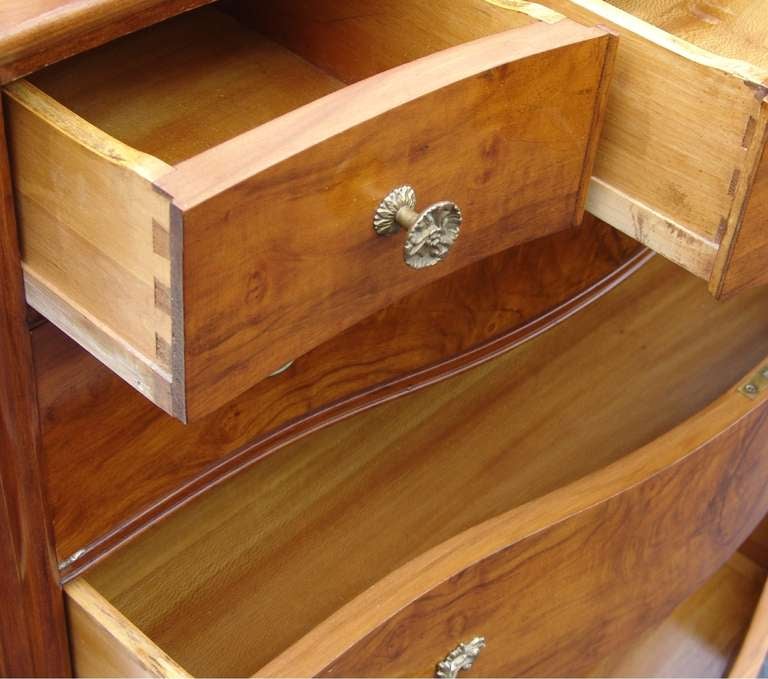 French Burl Wood Burlwood High Chest of Drawers Dresser Highboy 3