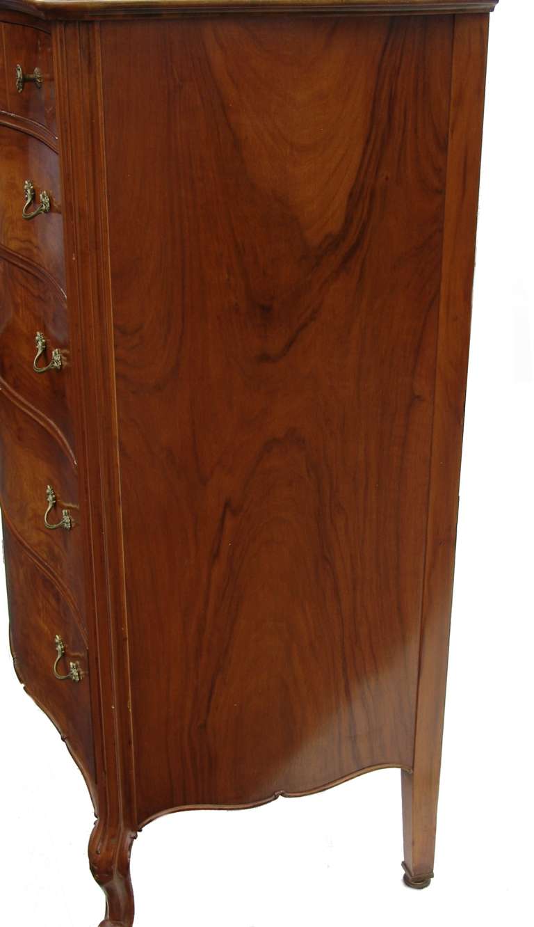 French Burl Wood Burlwood High Chest of Drawers Dresser Highboy 4