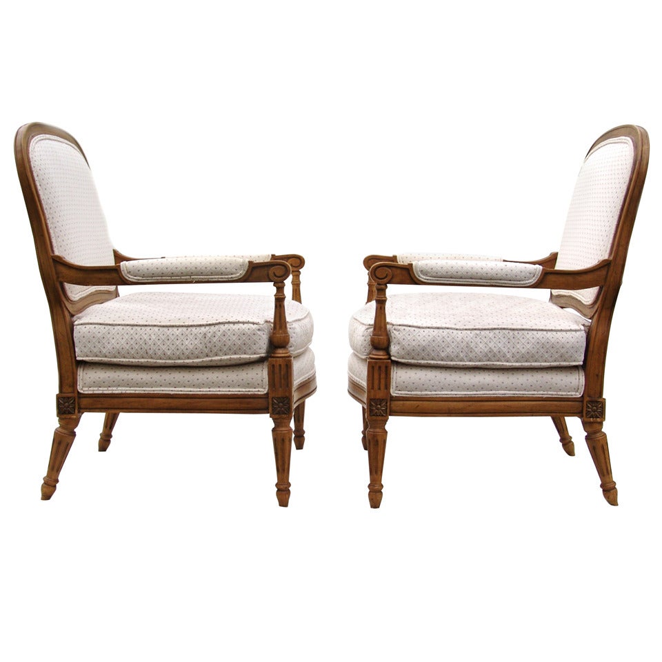 Pair of French Side Armchairs with Rosettes