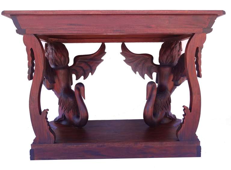 Victorian Style Folk Art Mythological Hand-Carved Wood Console Table 2