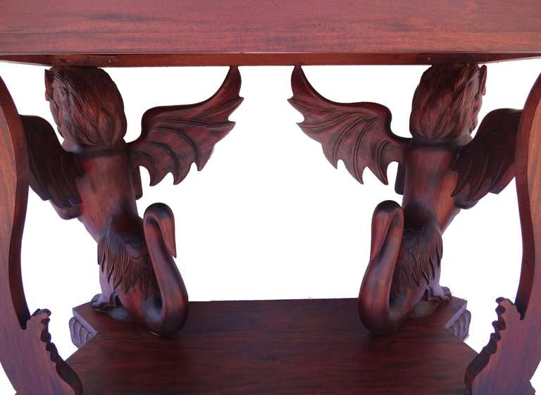 Victorian Style Folk Art Mythological Hand-Carved Wood Console Table 3