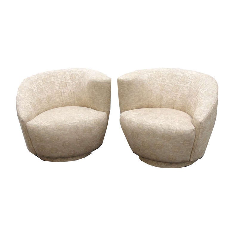 Pair of Contemporary Swivel Lounge Chairs