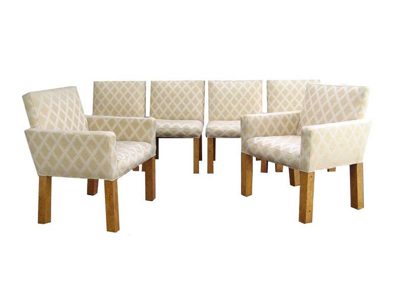Mid-Century Modern Milo Baughman Thayer Coggin Burl Wood Dining Chairs Burlwood Parson