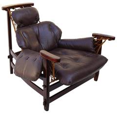 Jean Gillon  Brown Leather Lounge Chair