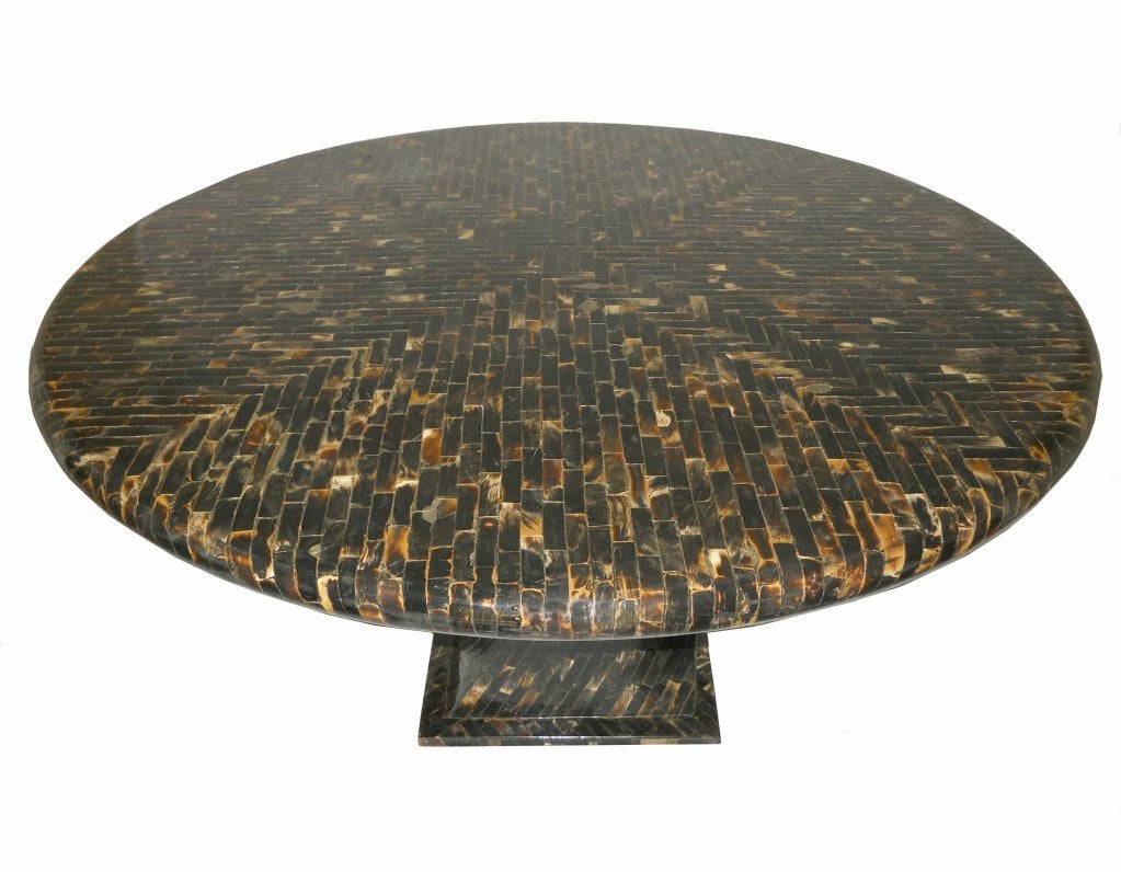 Tessellated Horn bone Dining  Foyer Table Karl Springer style