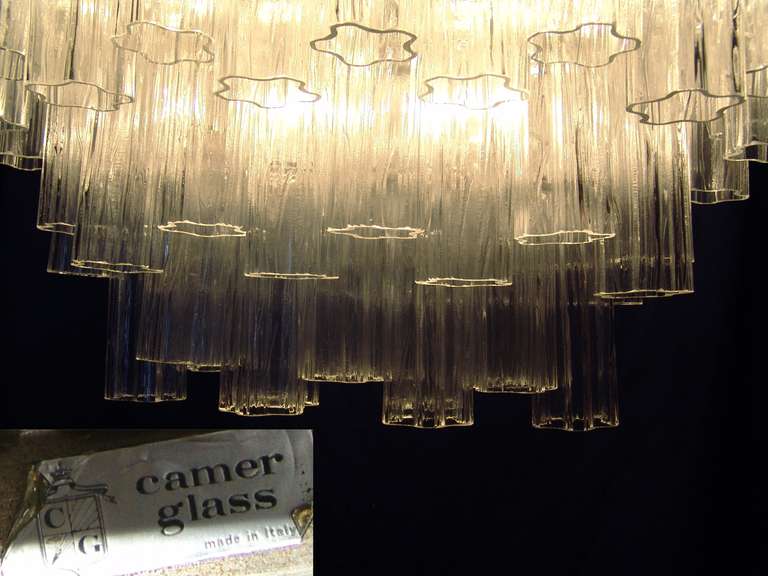 Midcentury Italian Murano Glass Chandelier by Camer, Made in Italy 5