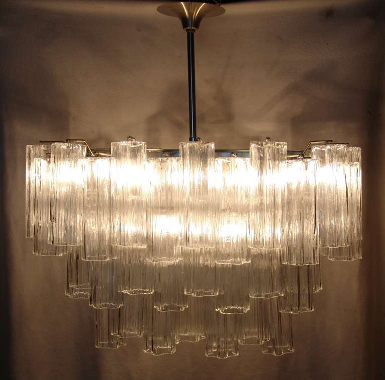 Midcentury Italian Murano Glass Chandelier by Camer, Made in Italy 1