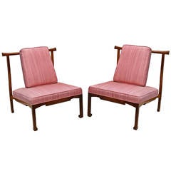 Pair of Asian Form Lounge Chairs Attributed to James Mont