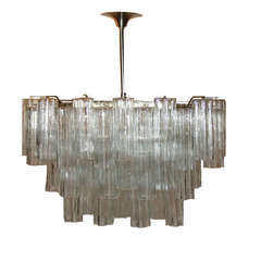 Midcentury Italian Murano Glass Chandelier by Camer, Made in Italy