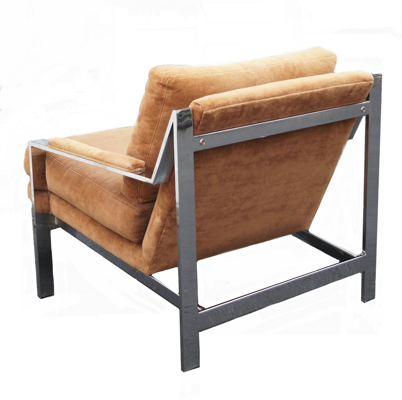 Mid-Century Modern Chrome Lounge or Armchair in the Manner of Milo Baughman