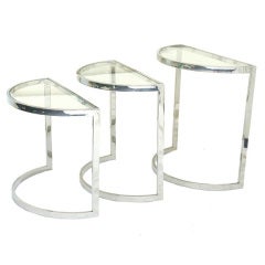 Vintage Design Institute of America Chrome Nesting Snack Side Tables