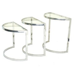 Design Institute of America Chrome Nesting Snack Side Tables