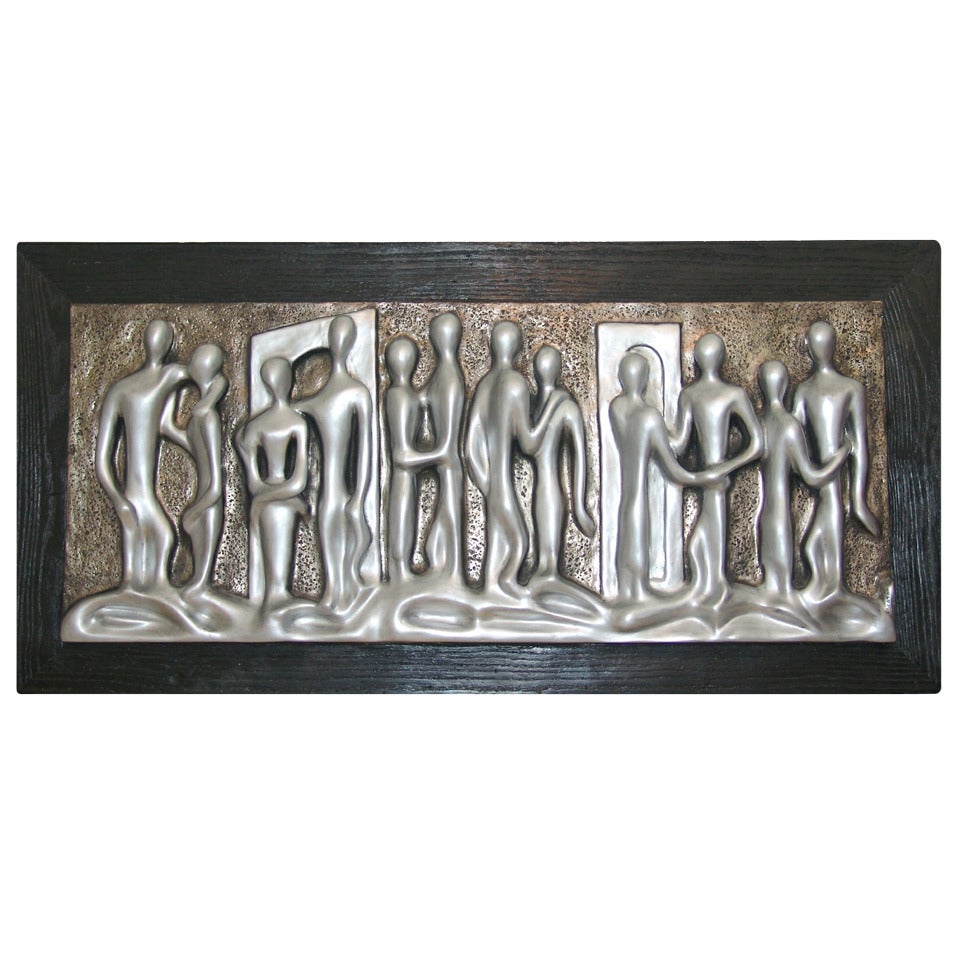 Mid-Century Modern Sculptural Figure Wall Art Painting by Espada