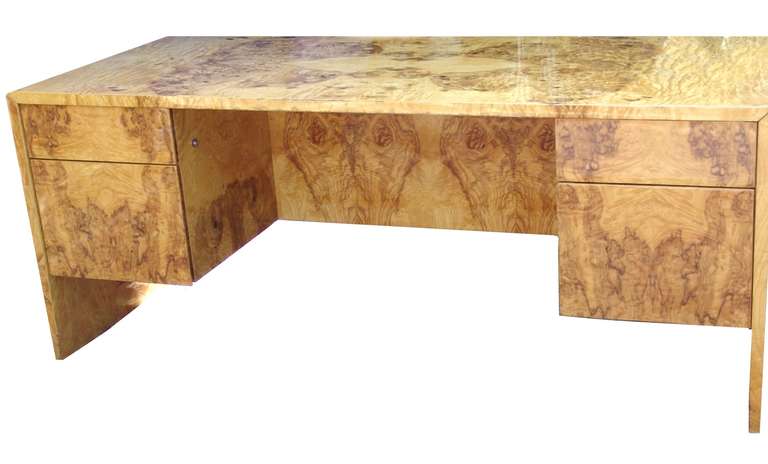 Milo Baughman Modern Burl Wood Executive Suite Desk 3