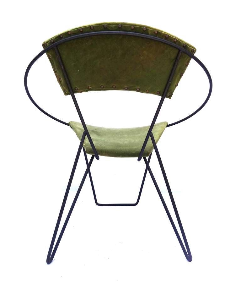 Unusual Mid-Century Modern Hoop Circular Arm Accent Chair In Good Condition In Wayne, NJ