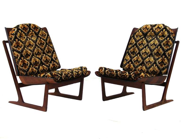 Scandinavian Modern Pair of Danish Modern Teak Lounge Chairs by Grete Jalk