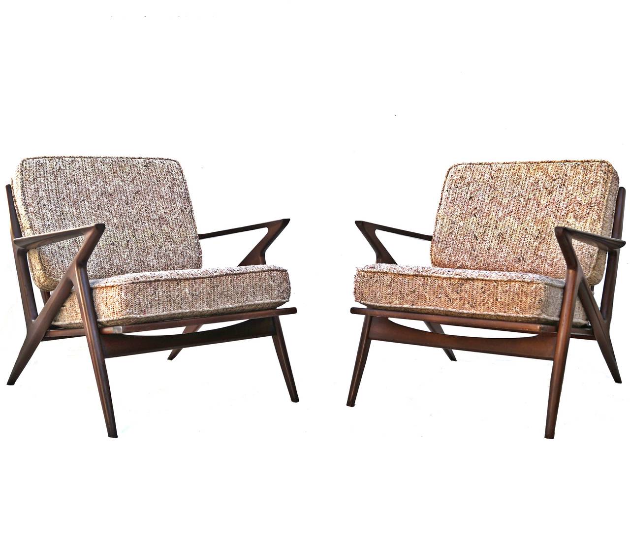 Pair of Poul Jensen Z Chairs, Selig. One retains original medallion.They have newer straps beneath seat.